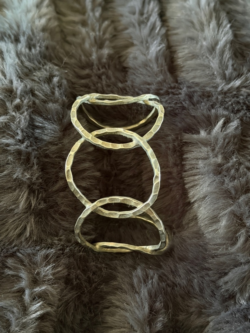 Hammered Silver Tone Open Bangle Bracelet